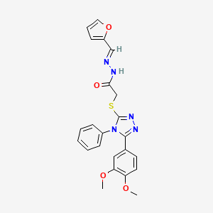 2-{[5-(3,4-dimethoxyphenyl)-4-phenyl-4H-1,2,4-triazol-3-yl]sulfanyl}-N'-[(E)-furan-2-ylmethylidene]acetohydrazide