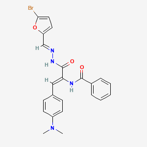 N-{(1Z)-3-{(2E)-2-[(5-bromofuran-2-yl)methylidene]hydrazinyl}-1-[4-(dimethylamino)phenyl]-3-oxoprop-1-en-2-yl}benzamide