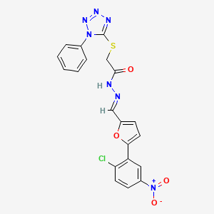 N'-{(E)-[5-(2-chloro-5-nitrophenyl)furan-2-yl]methylidene}-2-[(1-phenyl-1H-tetrazol-5-yl)sulfanyl]acetohydrazide