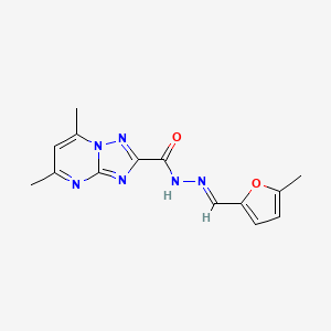 molecular formula C14H14N6O2 B11693832 5,7-dimethyl-N'-[(E)-(5-methylfuran-2-yl)methylidene][1,2,4]triazolo[1,5-a]pyrimidine-2-carbohydrazide 