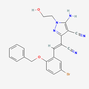 5-amino-3-{(Z)-2-[2-(benzyloxy)-5-bromophenyl]-1-cyanoethenyl}-1-(2-hydroxyethyl)-1H-pyrazole-4-carbonitrile