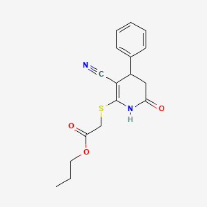 molecular formula C17H18N2O3S B11693918 Propyl [(3-cyano-6-oxo-4-phenyl-1,4,5,6-tetrahydropyridin-2-yl)sulfanyl]acetate 