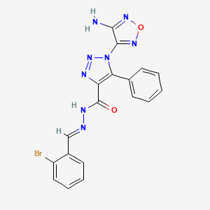 molecular formula C18H13BrN8O2 B11693946 1-(4-amino-1,2,5-oxadiazol-3-yl)-N'-[(E)-(2-bromophenyl)methylidene]-5-phenyl-1H-1,2,3-triazole-4-carbohydrazide 