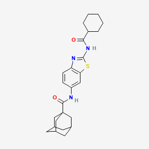 N-(2-Cyclohexaneamido-1,3-benzothiazol-6-YL)adamantane-1-carboxamide