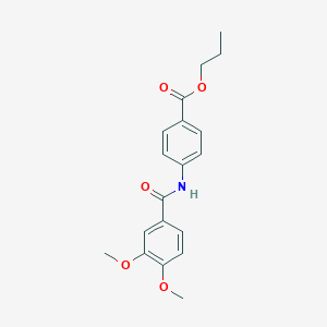 molecular formula C19H21NO5 B11693968 Propyl 4-{[(3,4-dimethoxyphenyl)carbonyl]amino}benzoate 