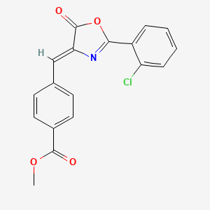 molecular formula C18H12ClNO4 B11693996 methyl 4-{(Z)-[2-(2-chlorophenyl)-5-oxo-1,3-oxazol-4(5H)-ylidene]methyl}benzoate 