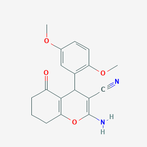 molecular formula C18H18N2O4 B11694007 2-amino-4-(2,5-dimethoxyphenyl)-5-oxo-5,6,7,8-tetrahydro-4H-chromene-3-carbonitrile 