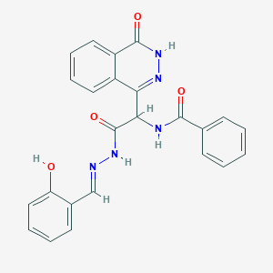 molecular formula C24H19N5O4 B11694009 N-{2-[(2E)-2-(2-hydroxybenzylidene)hydrazinyl]-2-oxo-1-(4-oxo-3,4-dihydrophthalazin-1-yl)ethyl}benzamide 