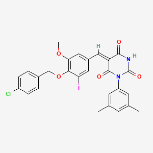 (5Z)-5-{4-[(4-chlorobenzyl)oxy]-3-iodo-5-methoxybenzylidene}-1-(3,5-dimethylphenyl)pyrimidine-2,4,6(1H,3H,5H)-trione