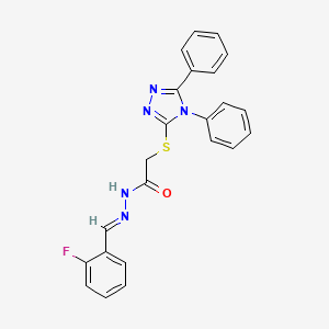 molecular formula C23H18FN5OS B11694036 2-[(4,5-diphenyl-4H-1,2,4-triazol-3-yl)sulfanyl]-N'-[(E)-(2-fluorophenyl)methylidene]acetohydrazide 