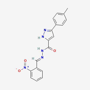 molecular formula C18H15N5O3 B11694046 3-(4-methylphenyl)-N'-[(E)-(2-nitrophenyl)methylidene]-1H-pyrazole-5-carbohydrazide 