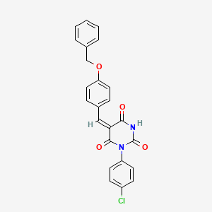 molecular formula C24H17ClN2O4 B11694103 (5E)-5-[4-(benzyloxy)benzylidene]-1-(4-chlorophenyl)pyrimidine-2,4,6(1H,3H,5H)-trione 