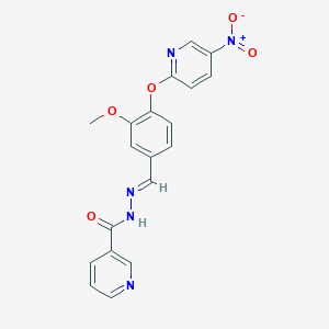 molecular formula C19H15N5O5 B11694113 N'-[(E)-{3-methoxy-4-[(5-nitropyridin-2-yl)oxy]phenyl}methylidene]pyridine-3-carbohydrazide 