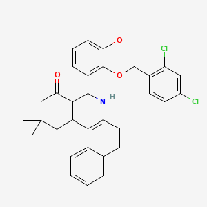 molecular formula C33H29Cl2NO3 B11694115 5-{2-[(2,4-dichlorobenzyl)oxy]-3-methoxyphenyl}-2,2-dimethyl-2,3,5,6-tetrahydrobenzo[a]phenanthridin-4(1H)-one 