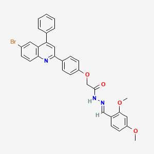 molecular formula C32H26BrN3O4 B11694138 2-[4-(6-bromo-4-phenylquinolin-2-yl)phenoxy]-N'-[(E)-(2,4-dimethoxyphenyl)methylidene]acetohydrazide 