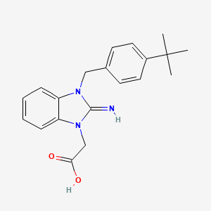 molecular formula C20H23N3O2 B11694218 [3-(4-tert-butylbenzyl)-2-imino-2,3-dihydro-1H-benzimidazol-1-yl]acetic acid 