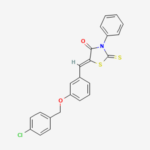 (5Z)-5-({3-[(4-Chlorophenyl)methoxy]phenyl}methylidene)-3-phenyl-2-sulfanylidene-1,3-thiazolidin-4-one