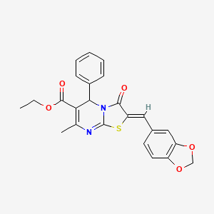 ethyl (2Z)-2-(1,3-benzodioxol-5-ylmethylidene)-7-methyl-3-oxo-5-phenyl-2,3-dihydro-5H-[1,3]thiazolo[3,2-a]pyrimidine-6-carboxylate