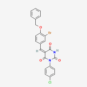 (5E)-5-[4-(benzyloxy)-3-bromobenzylidene]-1-(4-chlorophenyl)pyrimidine-2,4,6(1H,3H,5H)-trione