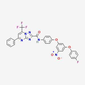 N-{4-[3-(4-Fluorophenoxy)-5-nitrophenoxy]phenyl}-5-phenyl-7-(trifluoromethyl)-[1,2,4]triazolo[1,5-A]pyrimidine-2-carboxamide