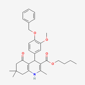 molecular formula C31H37NO5 B11694258 Butyl 4-[4-(benzyloxy)-3-methoxyphenyl]-2,7,7-trimethyl-5-oxo-1,4,5,6,7,8-hexahydroquinoline-3-carboxylate 