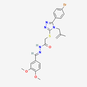 2-{[5-(4-bromophenyl)-4-(2-methyl-2-propenyl)-4H-1,2,4-triazol-3-yl]sulfanyl}-N'-[(E)-(3,4-dimethoxyphenyl)methylidene]acetohydrazide