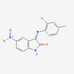 molecular formula C15H10BrN3O3 B11694267 3-(2-Bromo-4-methylanilino)-5-nitroindol-2-one 