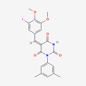 (5E)-1-(3,5-dimethylphenyl)-5-(3-iodo-4,5-dimethoxybenzylidene)pyrimidine-2,4,6(1H,3H,5H)-trione