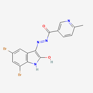 molecular formula C15H10Br2N4O2 B11694275 N'-[(3E)-5,7-dibromo-2-oxo-1,2-dihydro-3H-indol-3-ylidene]-6-methylpyridine-3-carbohydrazide 