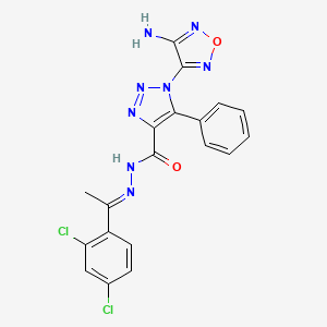 1-(4-amino-1,2,5-oxadiazol-3-yl)-N'-[(1E)-1-(2,4-dichlorophenyl)ethylidene]-5-phenyl-1H-1,2,3-triazole-4-carbohydrazide