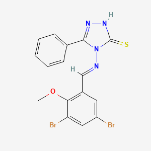 4-{[(E)-(3,5-dibromo-2-methoxyphenyl)methylidene]amino}-5-phenyl-4H-1,2,4-triazole-3-thiol