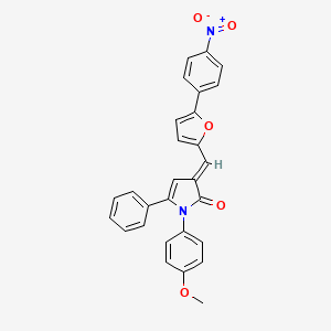 molecular formula C28H20N2O5 B11694318 (3E)-1-(4-methoxyphenyl)-3-{[5-(4-nitrophenyl)furan-2-yl]methylidene}-5-phenyl-1,3-dihydro-2H-pyrrol-2-one 