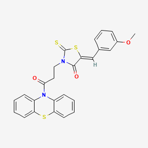 molecular formula C26H20N2O3S3 B11694325 (5Z)-5-(3-methoxybenzylidene)-3-[3-oxo-3-(10H-phenothiazin-10-yl)propyl]-2-thioxo-1,3-thiazolidin-4-one 