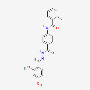 molecular formula C22H19N3O4 B11694328 N-(4-{[(2E)-2-(2,4-dihydroxybenzylidene)hydrazinyl]carbonyl}phenyl)-2-methylbenzamide 