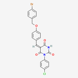 (5E)-5-({4-[(4-Bromophenyl)methoxy]phenyl}methylidene)-1-(4-chlorophenyl)-1,3-diazinane-2,4,6-trione