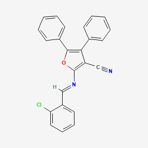 molecular formula C24H15ClN2O B11694368 2-((2-Chloro-benzylidene)-amino)-4,5-diphenyl-furan-3-carbonitrile 