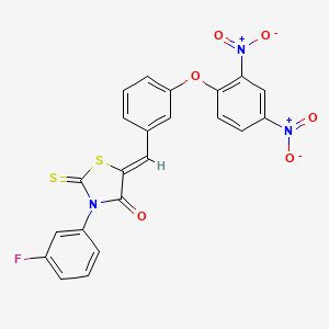 (5Z)-5-{[3-(2,4-Dinitrophenoxy)phenyl]methylidene}-3-(3-fluorophenyl)-2-sulfanylidene-1,3-thiazolidin-4-one