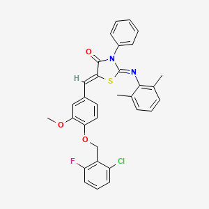 (2Z,5Z)-5-{4-[(2-chloro-6-fluorobenzyl)oxy]-3-methoxybenzylidene}-2-[(2,6-dimethylphenyl)imino]-3-phenyl-1,3-thiazolidin-4-one