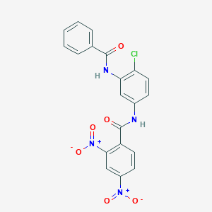 molecular formula C20H13ClN4O6 B11694423 N-(3-benzamido-4-chlorophenyl)-2,4-dinitrobenzamide 