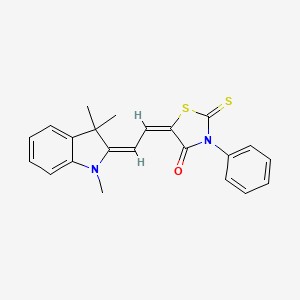 (5E)-3-Phenyl-2-sulfanylidene-5-{2-[(2E)-1,3,3-trimethyl-2,3-dihydro-1H-indol-2-ylidene]ethylidene}-1,3-thiazolidin-4-one