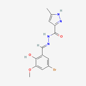 molecular formula C13H13BrN4O3 B11694484 N'-[(E)-(5-bromo-2-hydroxy-3-methoxyphenyl)methylidene]-3-methyl-1H-pyrazole-5-carbohydrazide 