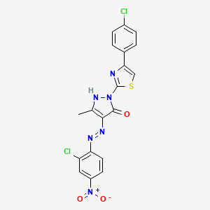 (4E)-4-[2-(2-chloro-4-nitrophenyl)hydrazinylidene]-2-[4-(4-chlorophenyl)-1,3-thiazol-2-yl]-5-methyl-2,4-dihydro-3H-pyrazol-3-one