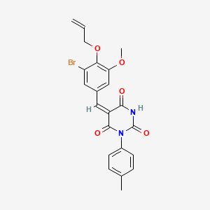 (5E)-5-[3-bromo-5-methoxy-4-(prop-2-en-1-yloxy)benzylidene]-1-(4-methylphenyl)pyrimidine-2,4,6(1H,3H,5H)-trione