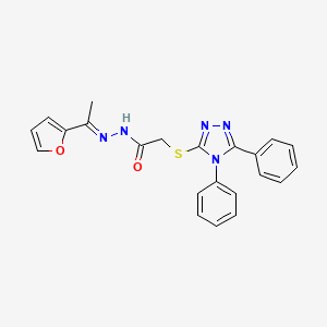 2-[(4,5-diphenyl-4H-1,2,4-triazol-3-yl)sulfanyl]-N'-[(1E)-1-(furan-2-yl)ethylidene]acetohydrazide