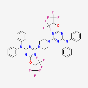 molecular formula C40H30F12N10O2 B11694582 4,4'-piperazine-1,4-diylbis{6-[(1,1,1,3,3,3-hexafluoropropan-2-yl)oxy]-N,N-diphenyl-1,3,5-triazin-2-amine} 