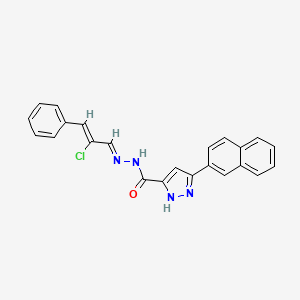 molecular formula C23H17ClN4O B11694594 N'-(2-CL-3-Phenyl-2-propenylidene)-3-(2-naphthyl)-1H-pyrazole-5-carbohydrazide 