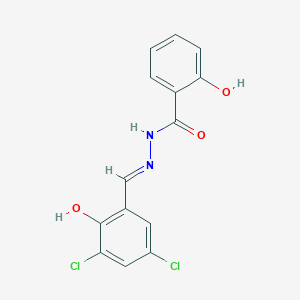 molecular formula C14H10Cl2N2O3 B11694630 N'-[(E)-(3,5-dichloro-2-hydroxyphenyl)methylidene]-2-hydroxybenzohydrazide 