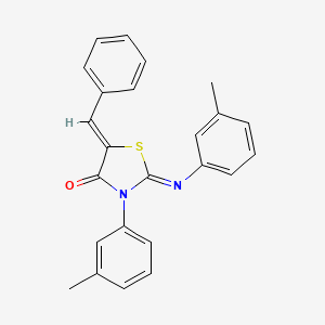 molecular formula C24H20N2OS B11694652 (2Z,5Z)-5-benzylidene-3-(3-methylphenyl)-2-[(3-methylphenyl)imino]-1,3-thiazolidin-4-one 