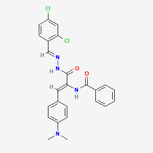 molecular formula C25H22Cl2N4O2 B11694678 N-{(1Z)-3-[(2E)-2-(2,4-dichlorobenzylidene)hydrazinyl]-1-[4-(dimethylamino)phenyl]-3-oxoprop-1-en-2-yl}benzamide 