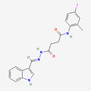 molecular formula C20H19IN4O2 B11694681 4-[(2E)-2-(1H-indol-3-ylmethylidene)hydrazinyl]-N-(4-iodo-2-methylphenyl)-4-oxobutanamide 